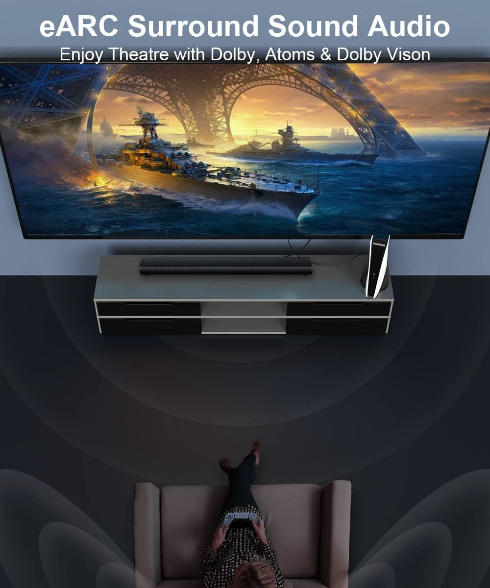 2024 Nuovo Cavo HDMI 8K 4K Da 10 Metri, Intrecciato 48Gbps Cavo HDMI® Alta Velocità 4K 144Hz 120Hz 8K@60Hz, Supporto Earc HDCP2.3 HDR10+ D.Olby Atmos, Compatibile Con PS5 X-Box Monitor HDTV
