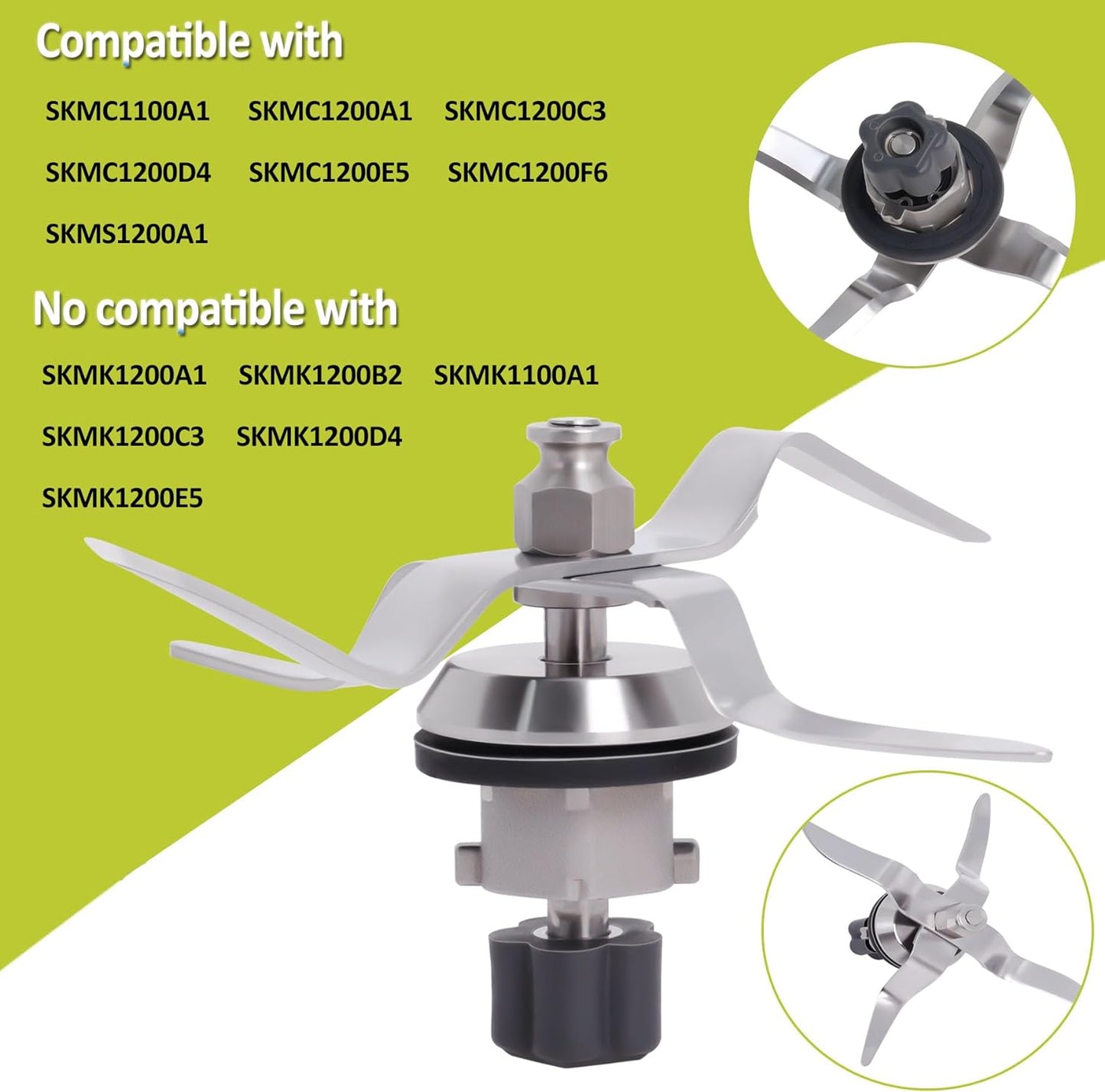 Lama Di Ricambio in Acciaio Inox Compatibile Con Silvercrest Monsieur Cuisine Connect Robot Da Cucina Con Guarnizione E Spazzola per Pulizia