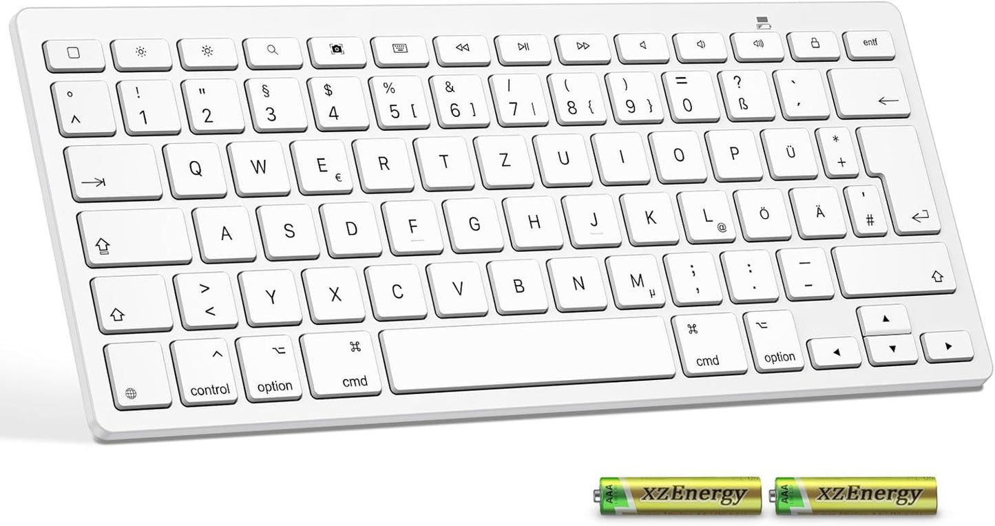 Tastiera Bluetooth Tedesca per Ipad, Ultra Sottile QWERTZ Compatibile Con Ipad 10,2/9,7, Ipad Pro 11/Ipad Pro 12.9, Ipad Air/Ipad Mini/Iphone, Connessione Stabile