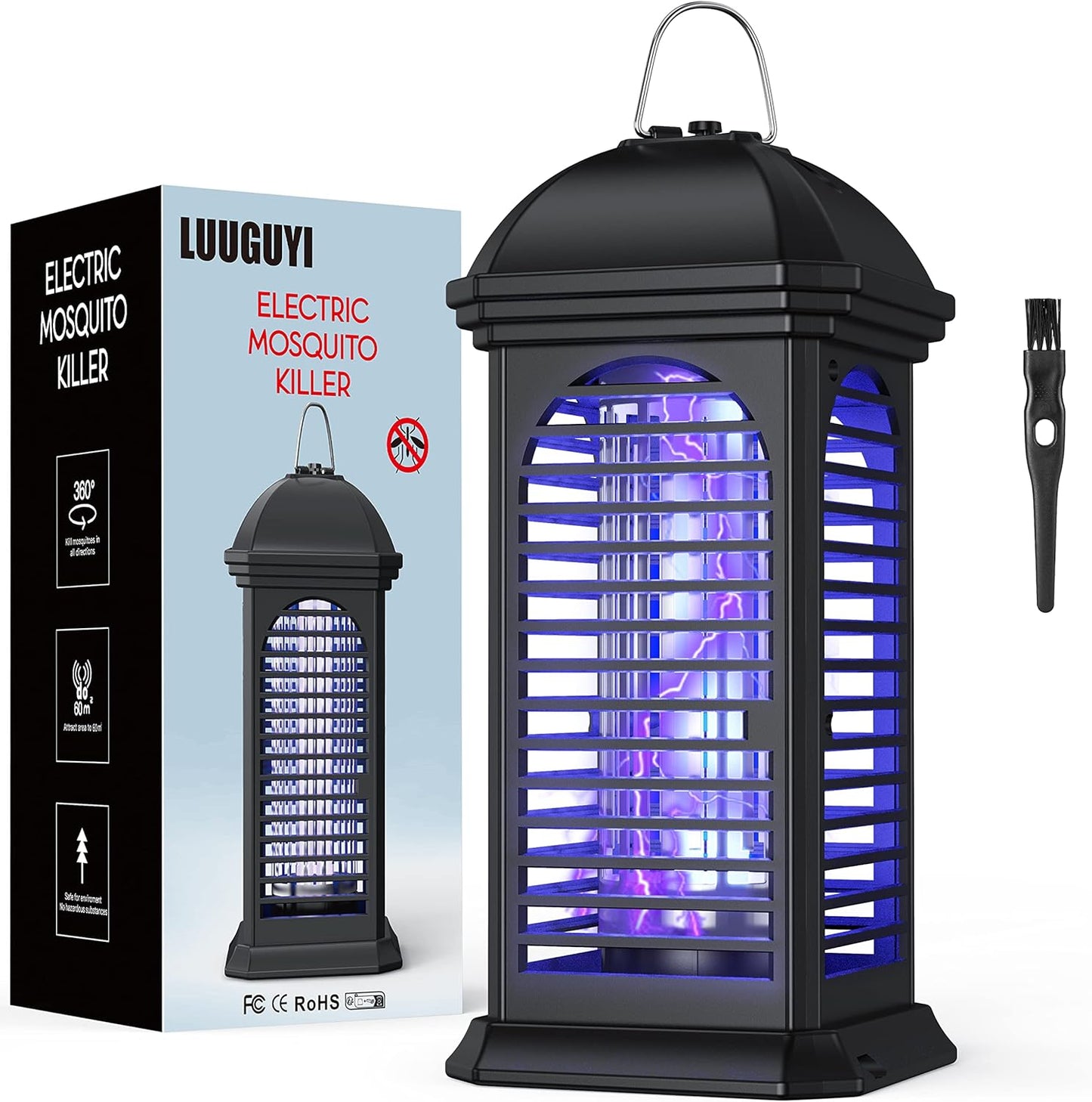 Lampada Antizanzare Elettrica Interno/Esterno, 365Nm Zanzariera Elettrica, Luce UV Lampada Zanzare per Cucina, Soggiorno, Camera Da Letto, Ufficio Casa Giardino Esterno (4000, Volt)