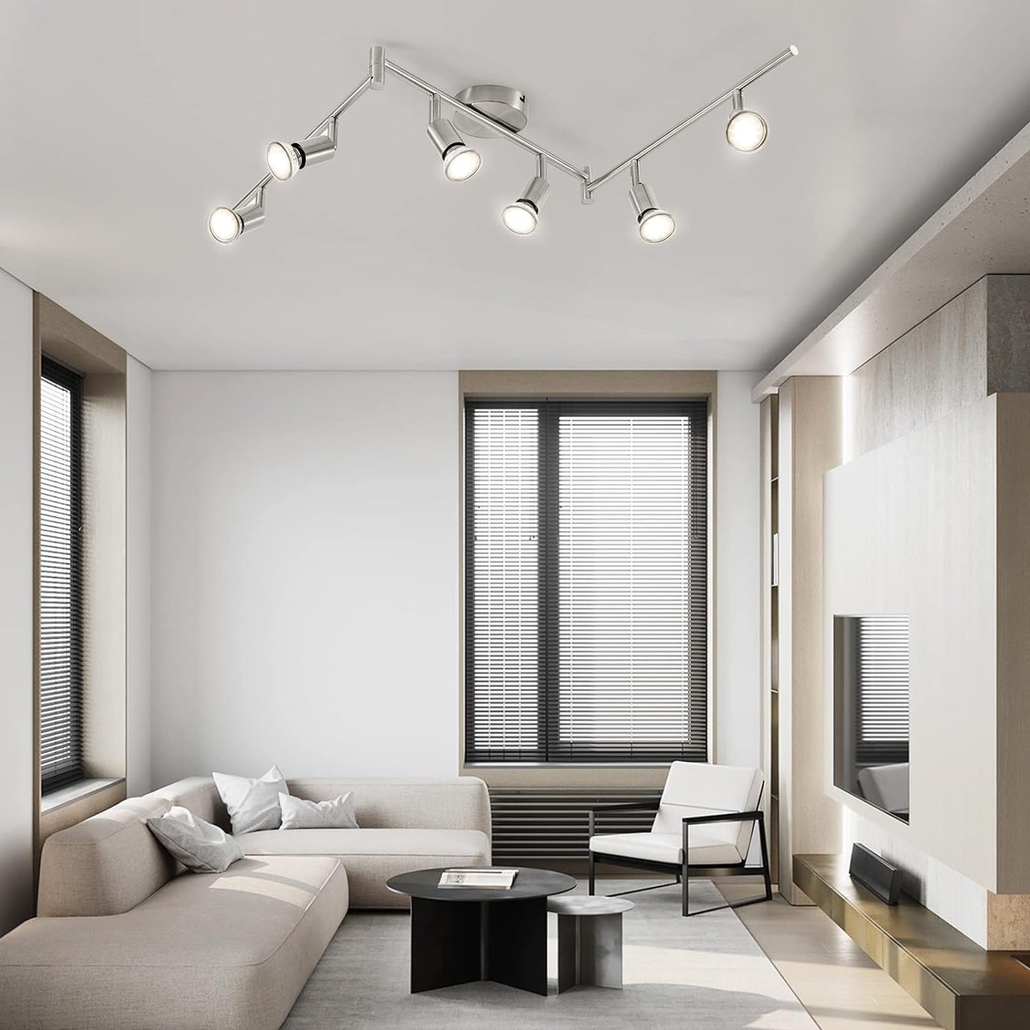 Faretti LED Da Soffitto Orientabili Con 6 Faretti, Lampadario Da Soffitto Luce Bianco 4000K, Con 6 Luci GU10 550LM 6W, Lampadario Moderno per Camera Letto Salotto Soggiorno Cucina Corridoio