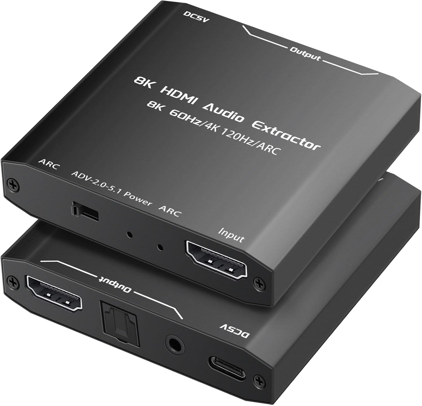 HDMI Audio Extractor, HDMI Splitter Audio Extractor 4K 120Hz, 8K HDMI a HDMI SPDIF 3.5Mm Stereo Converter Audio, HDMI ARC Adattatore Ottico per PS5, Xbox TV Cuffie Soundbar