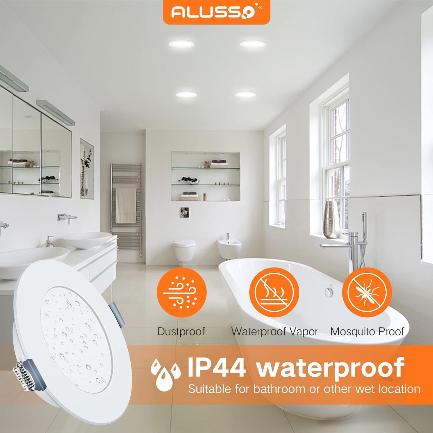 Faretti LED Da Incasso per Cartongesso, 4W 230V Bianco Freddo 6500K IP44 Ultrasottili 25Mm Rotondi Bianco Luci Da Incasso per Bagno Cucina, Diametro 98Mm, Diametro Foro 75-90Mm, Set Di 6