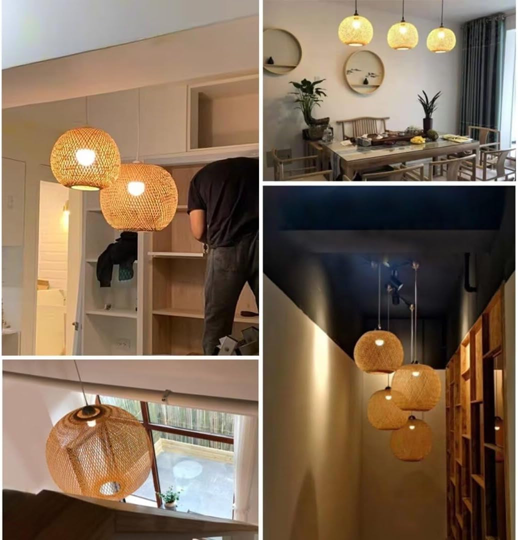 Elegante Lampada a Sospensione in Bambù Fatta a Mano in Stile Sud-Est Asiatico Lanterna Lampadario Lampada Da Soffitto Illuminazione a Soffitto per Ristorante, Soggiorno, Bancone Bar