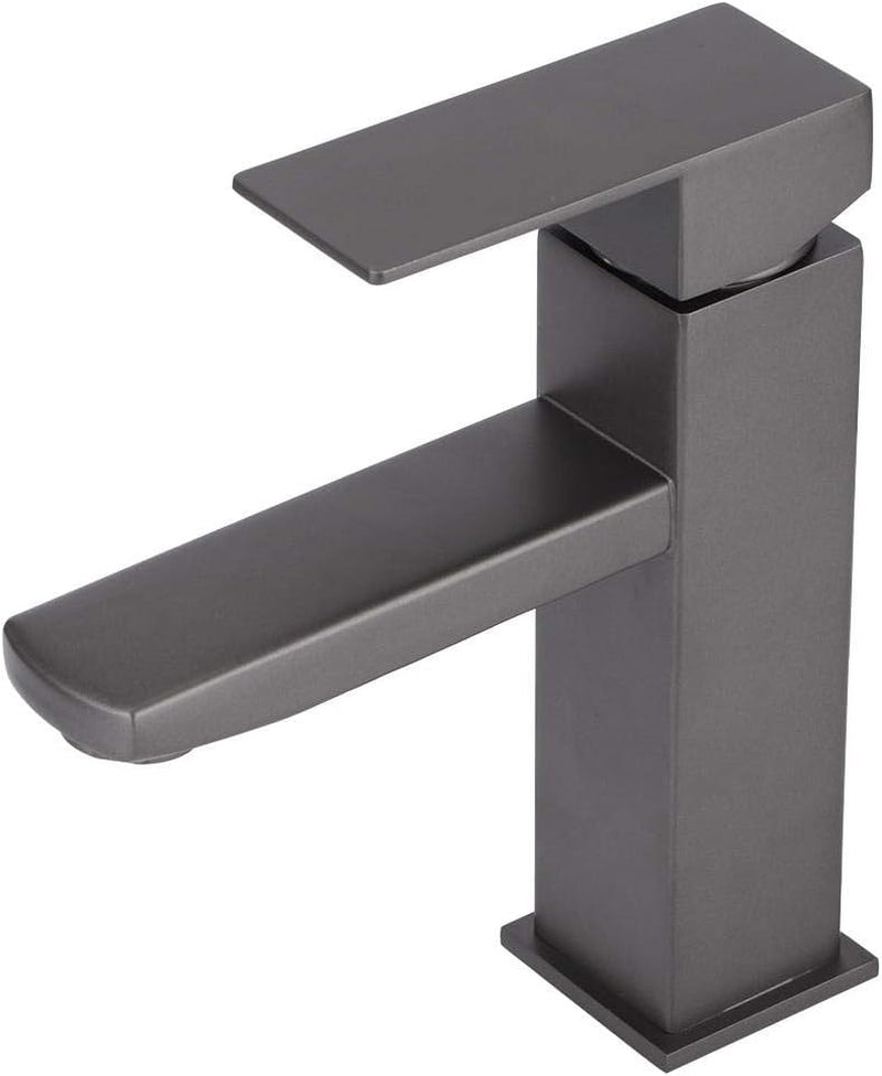 G1/2In Acciaio Inossidabile Satinato Rubinetto Grigio Rubinetto per Lavabo Corto Bagno Lavabo per Lavabo Lavabo Caldo E Freddo Lavabo(#2)