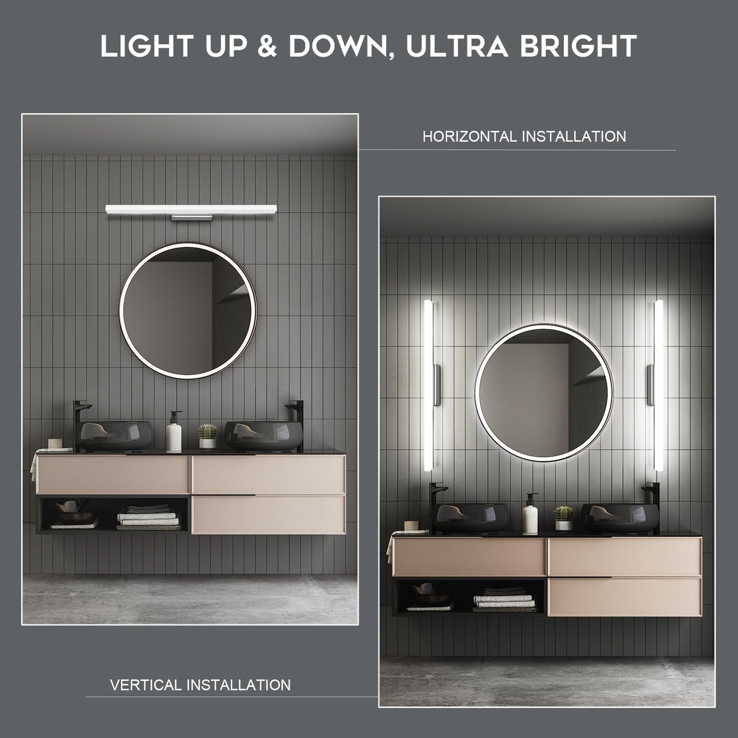 Lampada Da Specchio Bagno 12W 60Cm LED Lampada Da Specchio,Luce Specchio Bagno Bianco Freddo 6000K, Luce per Specchio Da Bagno Impermeabile IP44