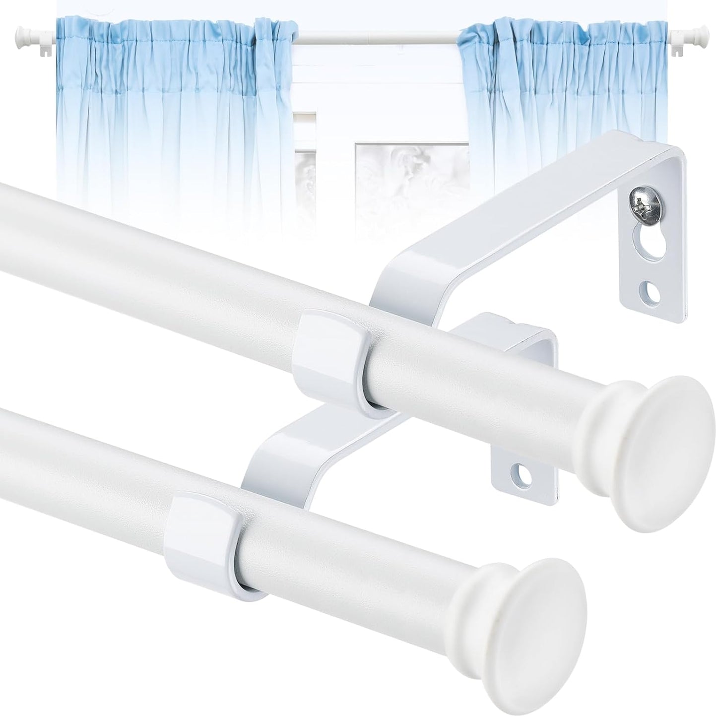 Bastoni per Tende - Bastoni per Tende Da Esterno Resistenti Da 76 a 157 Cm - Bastoni per Tende Bianchi Opachi Regolabili Da 1,6 Cm per Patio, Porta Scorrevole in Vetro, Soggiorno, 2 Pezzi