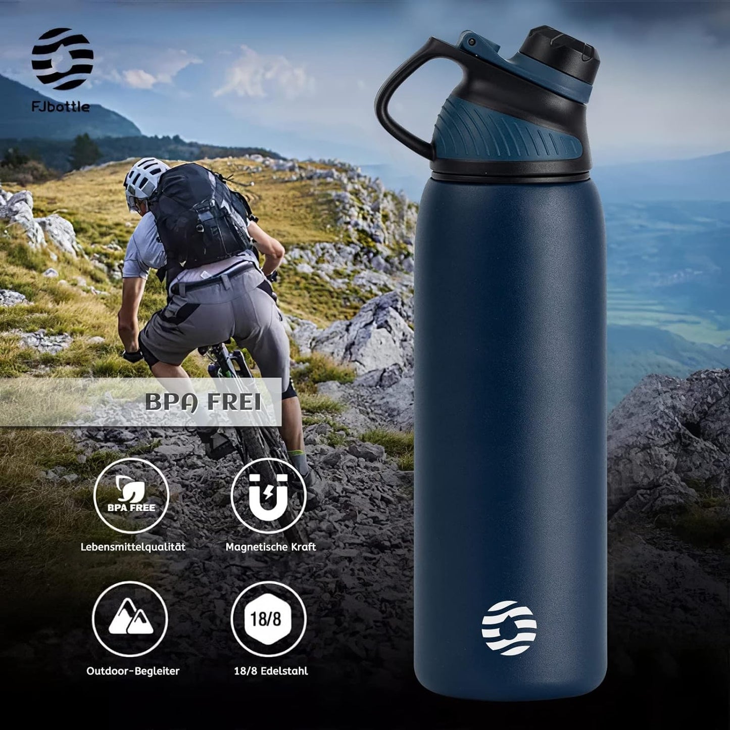 Borraccia Termica Con Tappo Magnetico 1L, 800Ml, 600Ml, 400Ml Bottiglia Termica per Bambini - Senza Bpa/Senza Perdite Borracce Acciaio Inox per Scuola, Sport, Palestra, Ciclismo