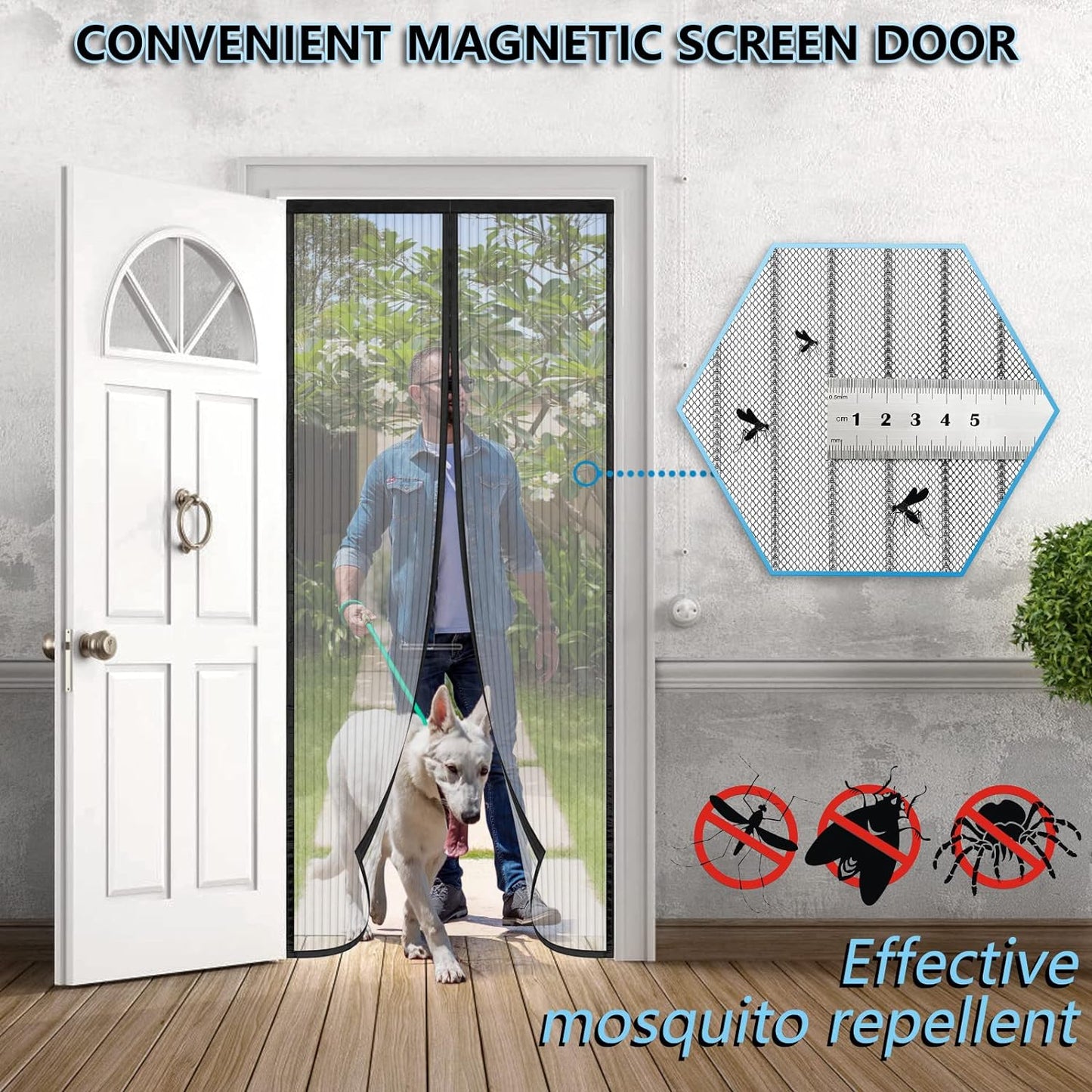 Zanzariera Porta Finestra 115X210, Zanzariera Magnetica Nero, Godetevi La Bella Estate Con La Vostra Famiglia