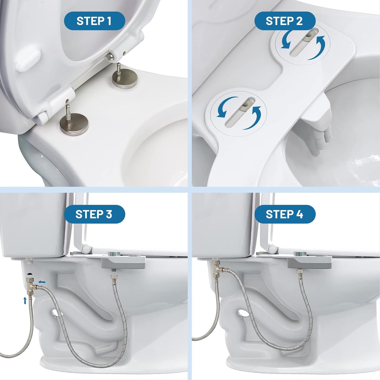 Inserto per Bidet per WC, Non Elettrico, Sottile Bottone Automatico, Bidet, Doppio Ugello Autopulente Retrattile (Protezione Da Intasamento) E Manopola per La Regolazione Della Pressione