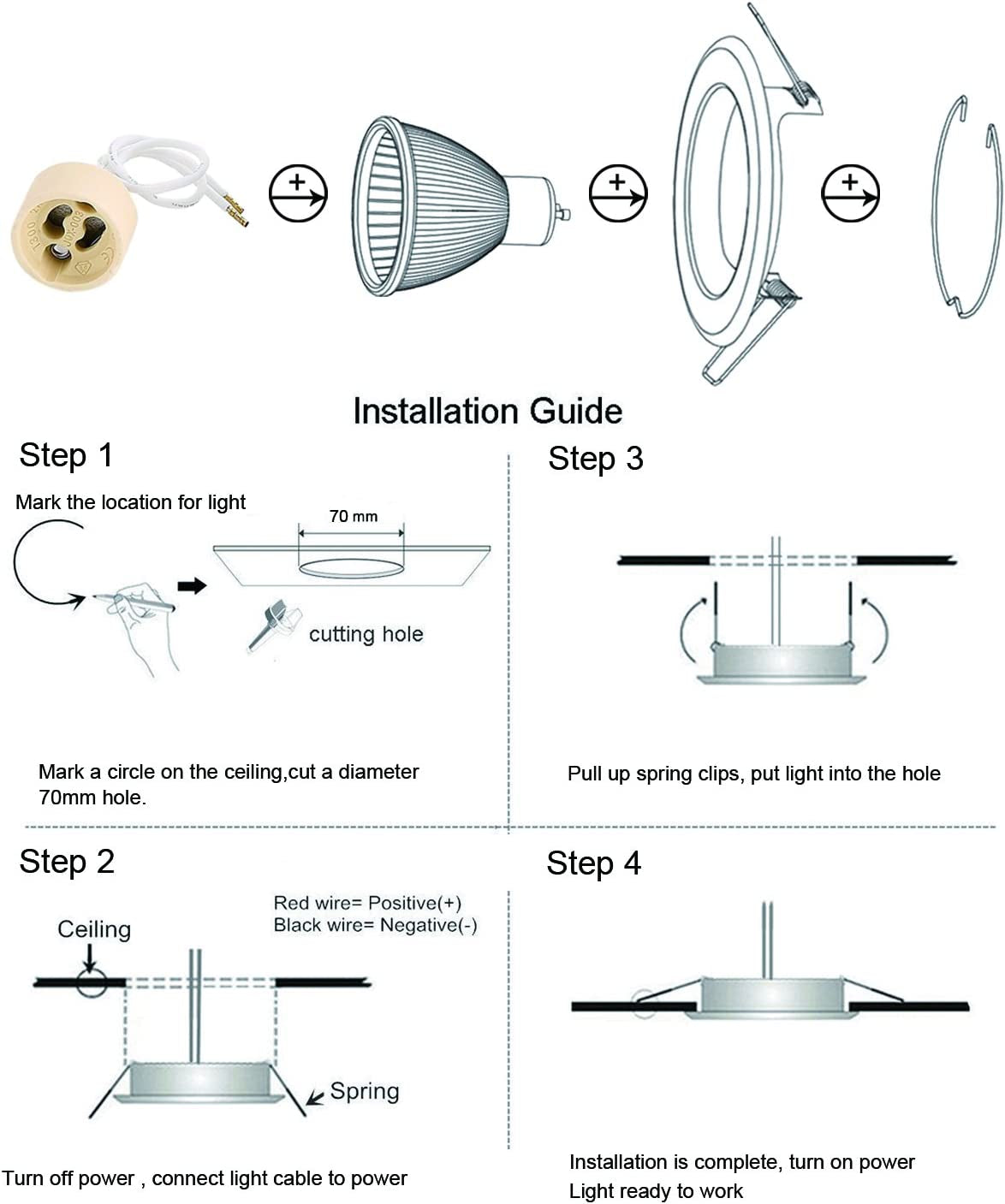 Faretti LED Da Incasso per Cartongesso,5 W Equivalenti a 60 W,Luce Bianco Caldo 2700K 600LM Orientabili 120 Gradi AC 220-240V (Set Da 6 2700K Rotonde Bianche)