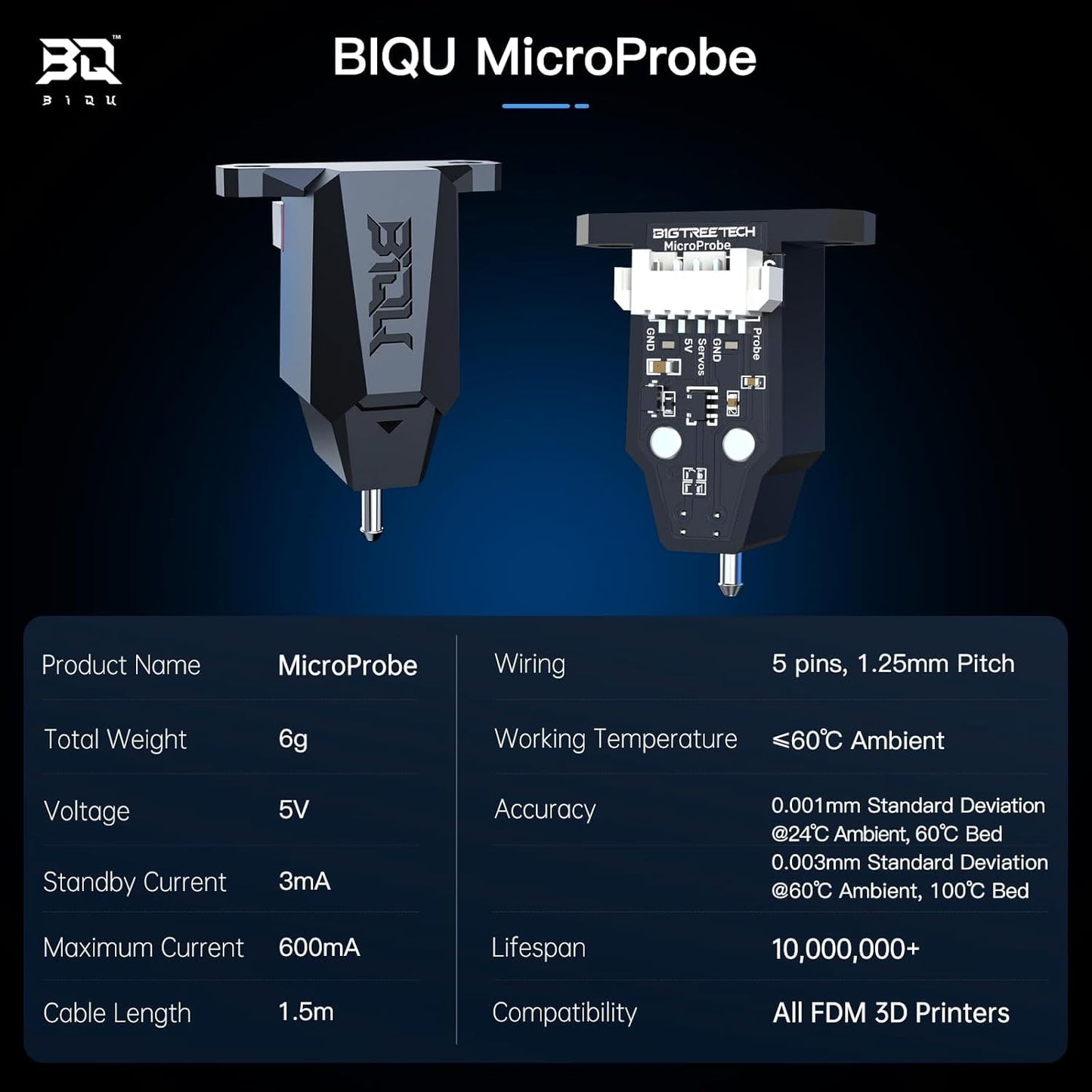 Microprobe Sensore Di Livellamento, Sensore Di Livellamento Automatico Del Letto per La Stampante FDM 3D Ender-3 Voron 2.4 Ratrig VC3 Serie H2 Compatibile Con SKR Mini E3 V3.0 Octopus