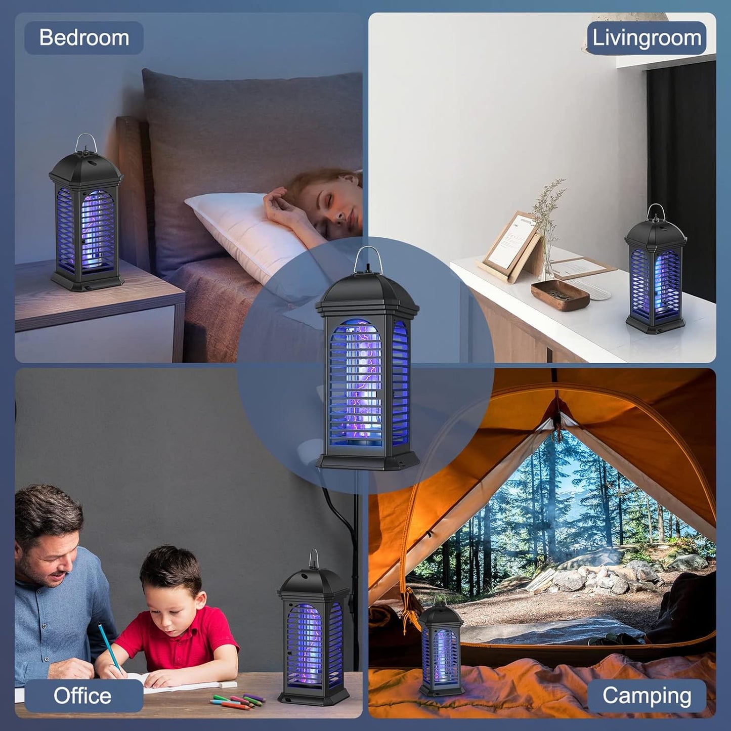 Lampada Antizanzare Elettrica Interno/Esterno, 365Nm Zanzariera Elettrica, Luce UV Lampada Zanzare per Cucina, Soggiorno, Camera Da Letto, Ufficio Casa Giardino Esterno (4000, Volt)