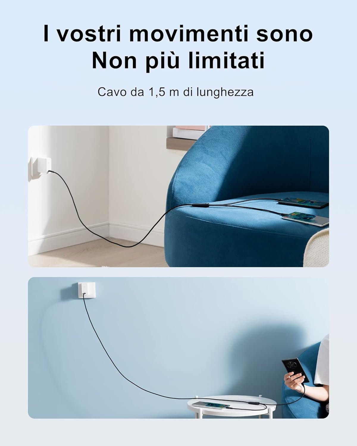 - Cavo Da USB C a USB C, 100 W, 1,5 M, 5 A, 2 in 1, Multi Cavo Di Ricarica USB Di Tipo C, per Air/Mini 6, Macbook, Samsung Galaxy S22, 21, S10, Note Huawei