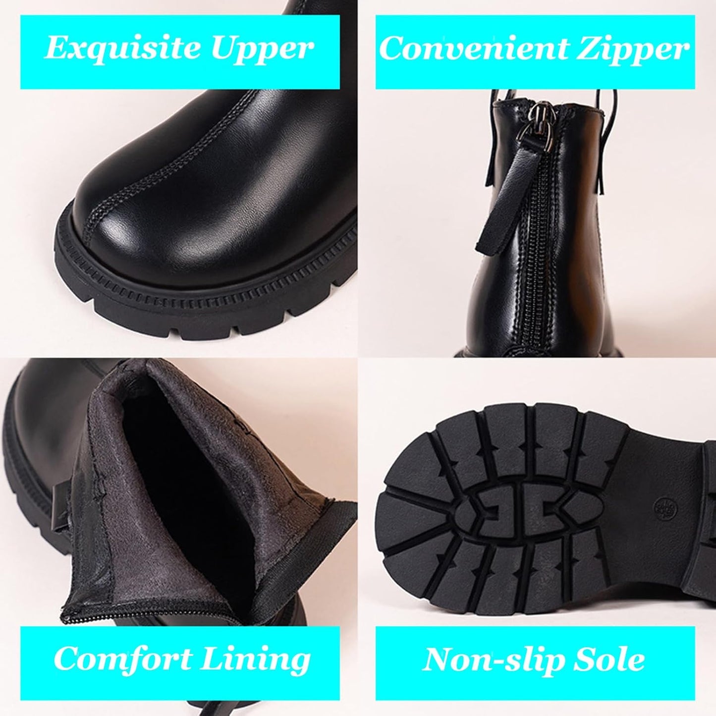 Fudaolee Stivali Stivali Invernali per Bambini Scarpe Invernali Calde per Ragazze Stivali da Neve Stivaletti per Ragazzi Scarpe da Neve Stivali Slip-On Corti Impermeabili Etichetta 27 = EU 26, Nero