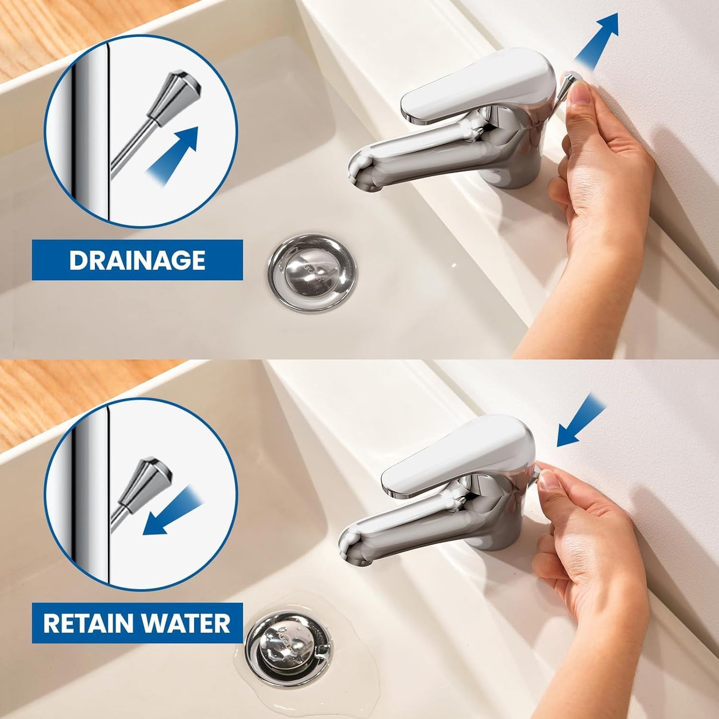 Rubinetto Bagno Lavabo, Miscelatore, Scarico a Saltarello Con Asta Piletta, Rubinetto Monocomando per Piletta Lavandino, Classico Ottone Cromato Rubinetti