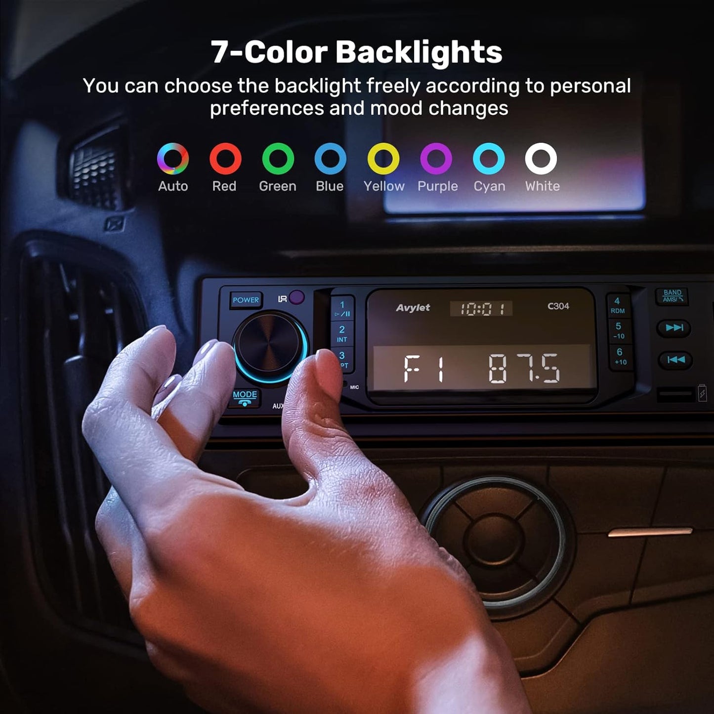 RDS Autoradio Bluetooth Vivavoce, Radio Stereo 1DIN Bluetooth 5.0, 7 Luce Del Pulsante Di Colore, 9-30V, 60WX4 Supporto Fm/Am/Aux/Usb/Sd/Ios/Android/Remote Control, Salva 30 Stazioni