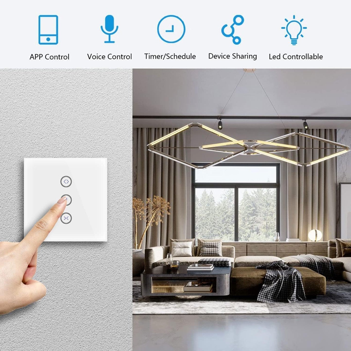 Interruttore per Tapparelle WLAN, Interruttore per Tapparelle Alexa, Compatibile Con Alexa E Google Home, Controllo Tramite App E Funzione Timer
