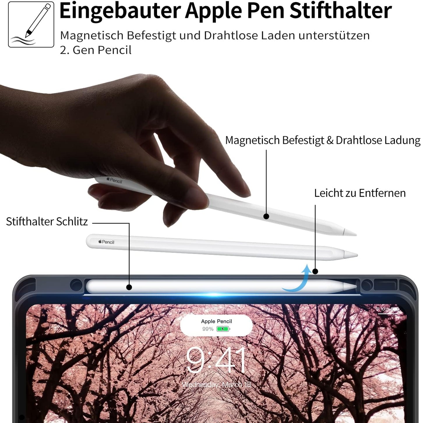 HOLIMET Custodia per Ipad Pro 12.9 Pollici 2021/2020/2018 (5°/4°/3° Generazione) Con Portapenne, in Pelle PU, Antiurto, Con Custodia E Funzione Auto Wake/Sleep, Supporto Multi-Angolo (Rosa)