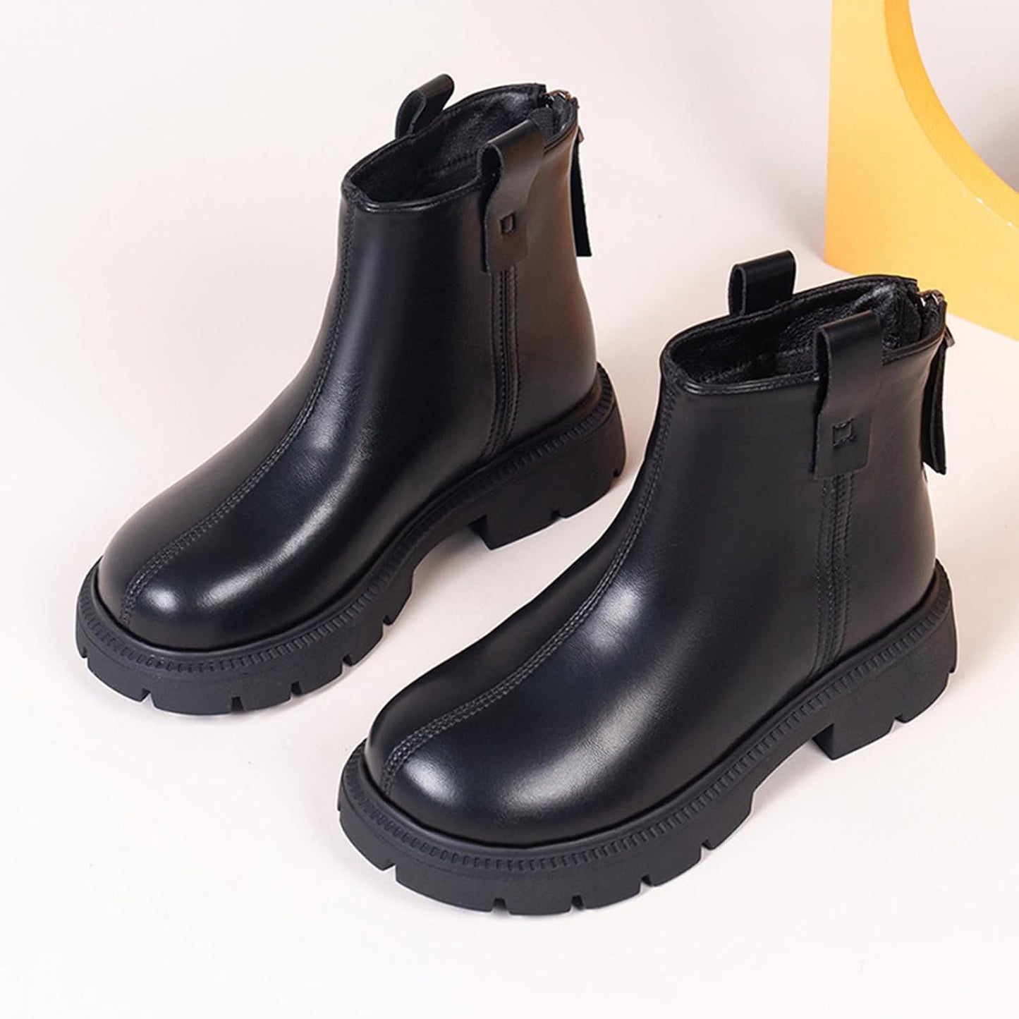 Fudaolee Stivali Stivali Invernali per Bambini Scarpe Invernali Calde per Ragazze Stivali da Neve Stivaletti per Ragazzi Scarpe da Neve Stivali Slip-On Corti Impermeabili Etichetta 27 = EU 26, Nero