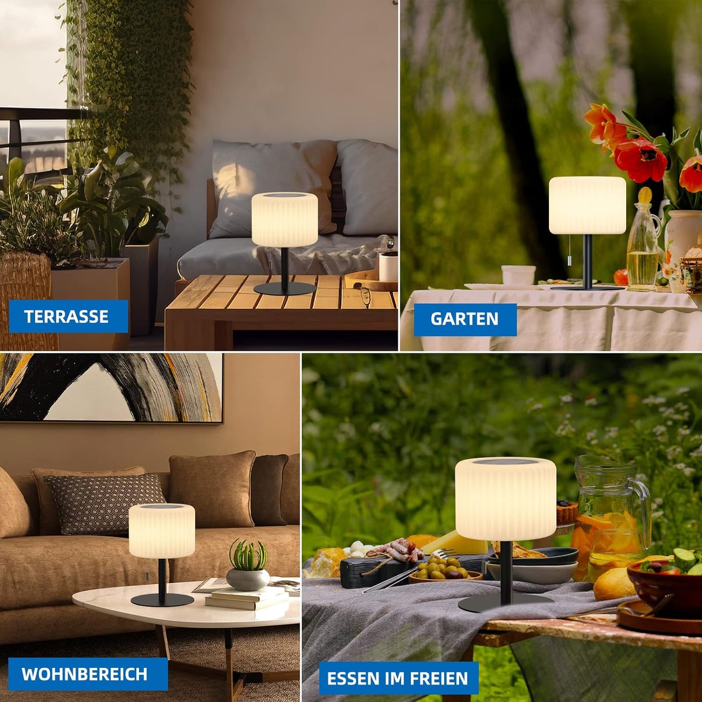 Lampada Da Tavolo Solare per Esterni, Dimmerabile, 7 Colori RGB, Lampada Da Tavolo per Esterni, Senza Fili, Ricarica USB E Solare, IP44, Impermeabile, Lampada Da Tavolo per Esterni, Giardino