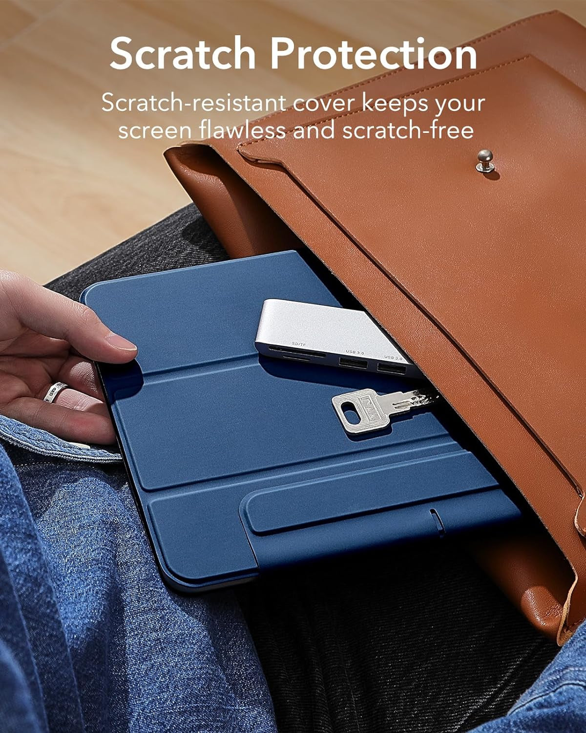 Cover per Ipad Air 13" M2 2024, Ipad Pro 12.9" (2022/2021/2020), Custodia Magnetica Con Supporto Trifold, Aggancio Magnetico, Supporto per Pencil Pro/Pencil USB-C, Auto Attivazione/Standby, Blu