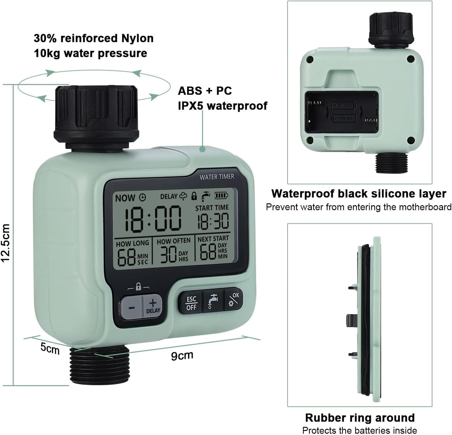 Irrigatore Giardino Timer per Irrigazione Giardino Computer Irrigazione IPX5 Timer Automatico Dell'Acqua Facile Controlla