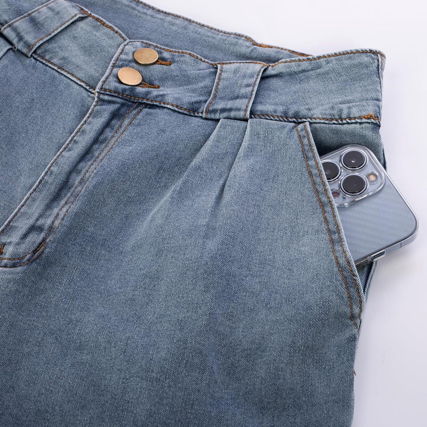 Jeans Da Donna a Vita Alta Con Cintura, per Il Tempo Libero