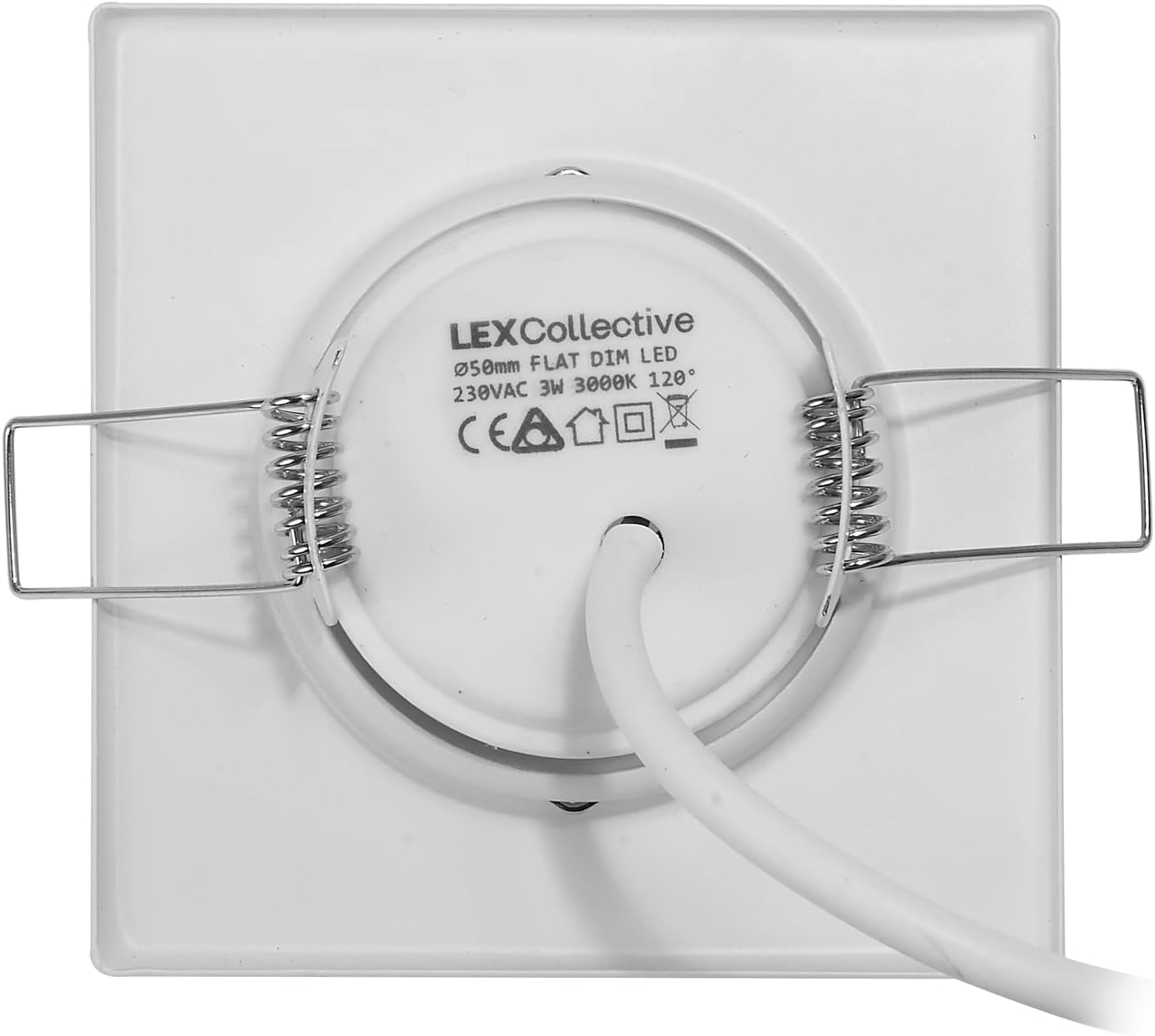Set di 3 faretti da incasso a LED con modulo GU10, faretto da incasso a soffitto da 3 W, quadrato, dimmerabile, 230 V, foro 55 mm, bianco caldo (bianco)