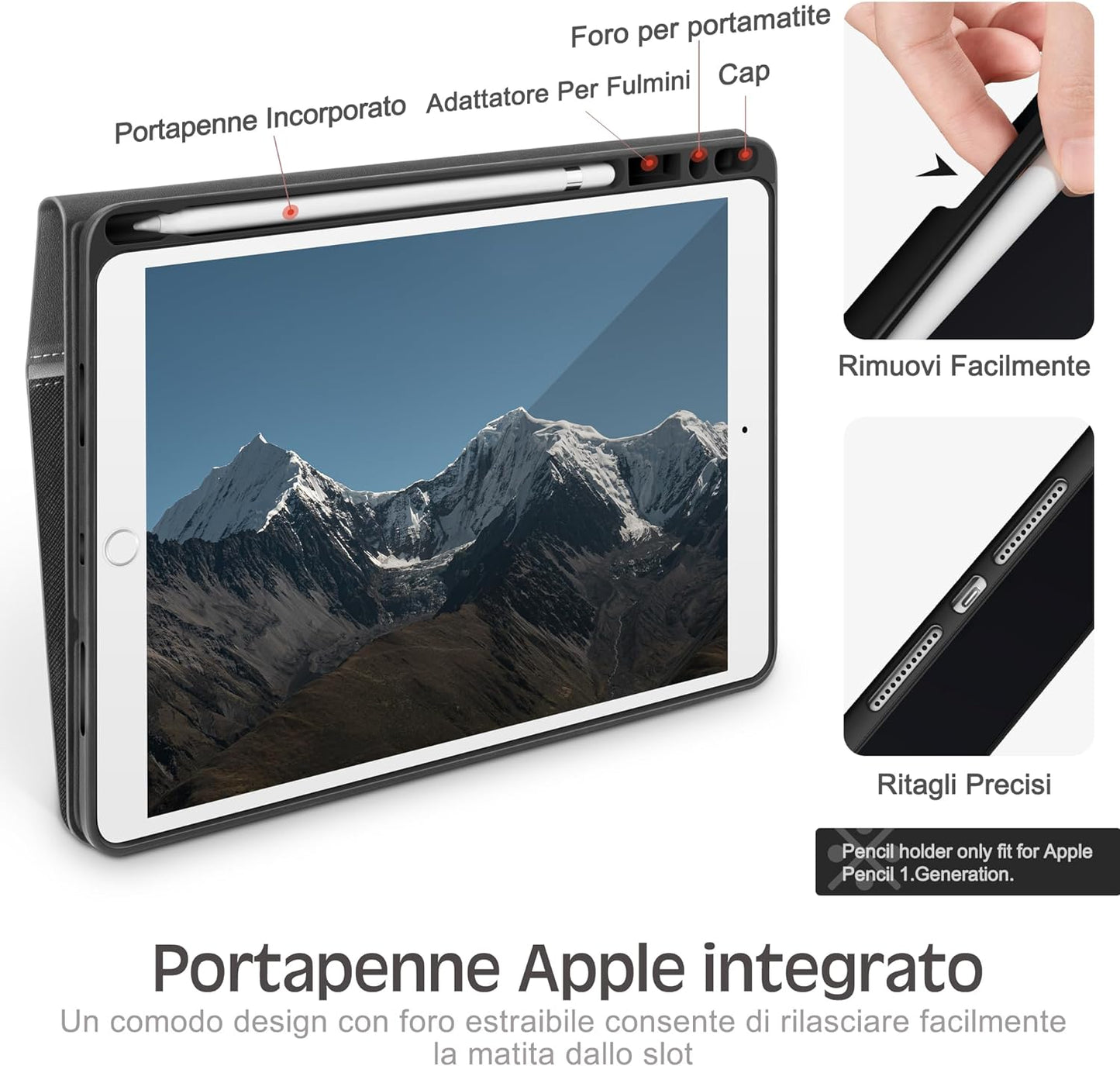 Custodia per Ipad Air 3 10.5" 2019 / Ipad Pro 10.5" 2017 Modello Con Portapenne, Funzione Auto Sleep/Wake & Supporto, in Pelle Vegana, Smart Cover Case per Ipad Da 10.5"