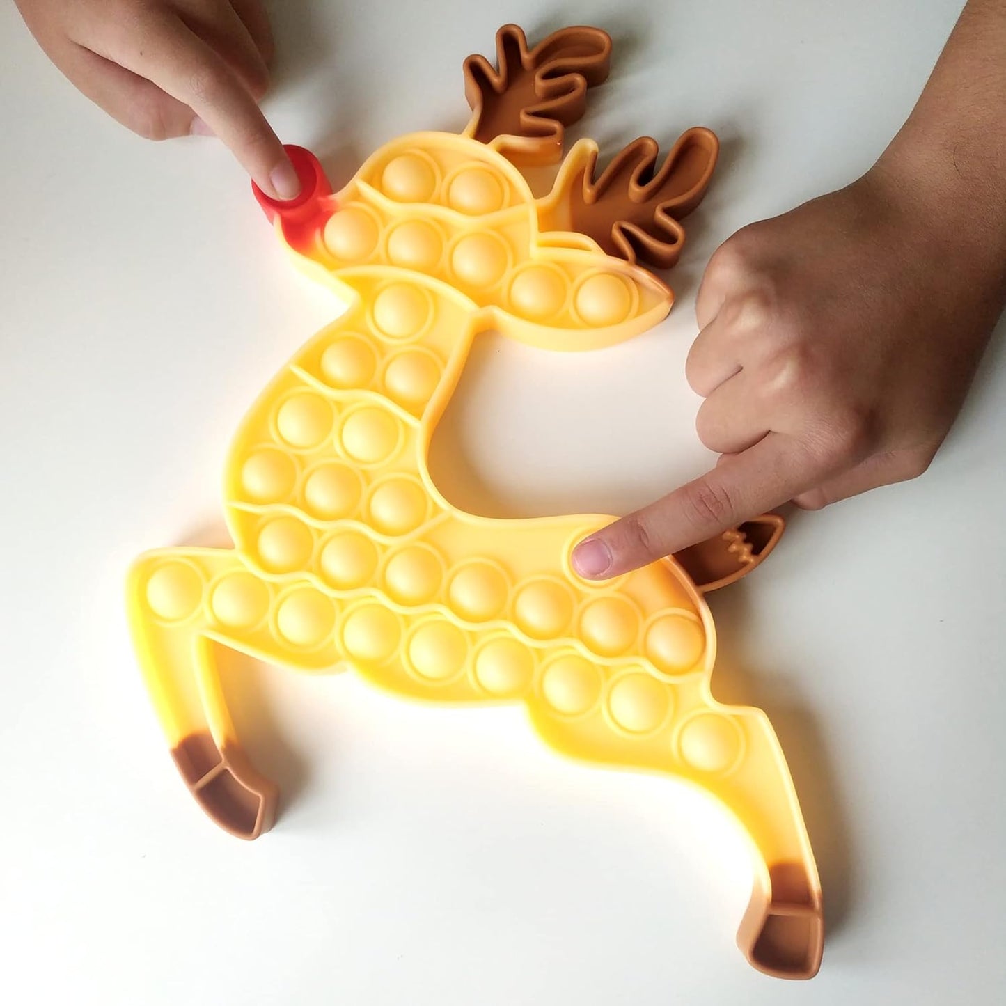 Fidget Toy Giocattolo Sensoriale Antistress per Sfruttamento Bolle Di Silicone, Utismo, Richieste Speciali, Giochi Antistri per Bambini E Adulti (Renna Natale)