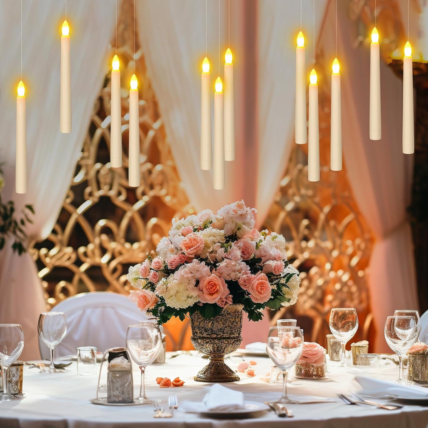 - Candele LED per Finestre, 6 Pezzi Candela Da Tavolo Senza Fiamma a Batteria Con Timer Remoto per Casa, Cena, Matrimonio, Vacanza, Decorazione - Bianco Caldo