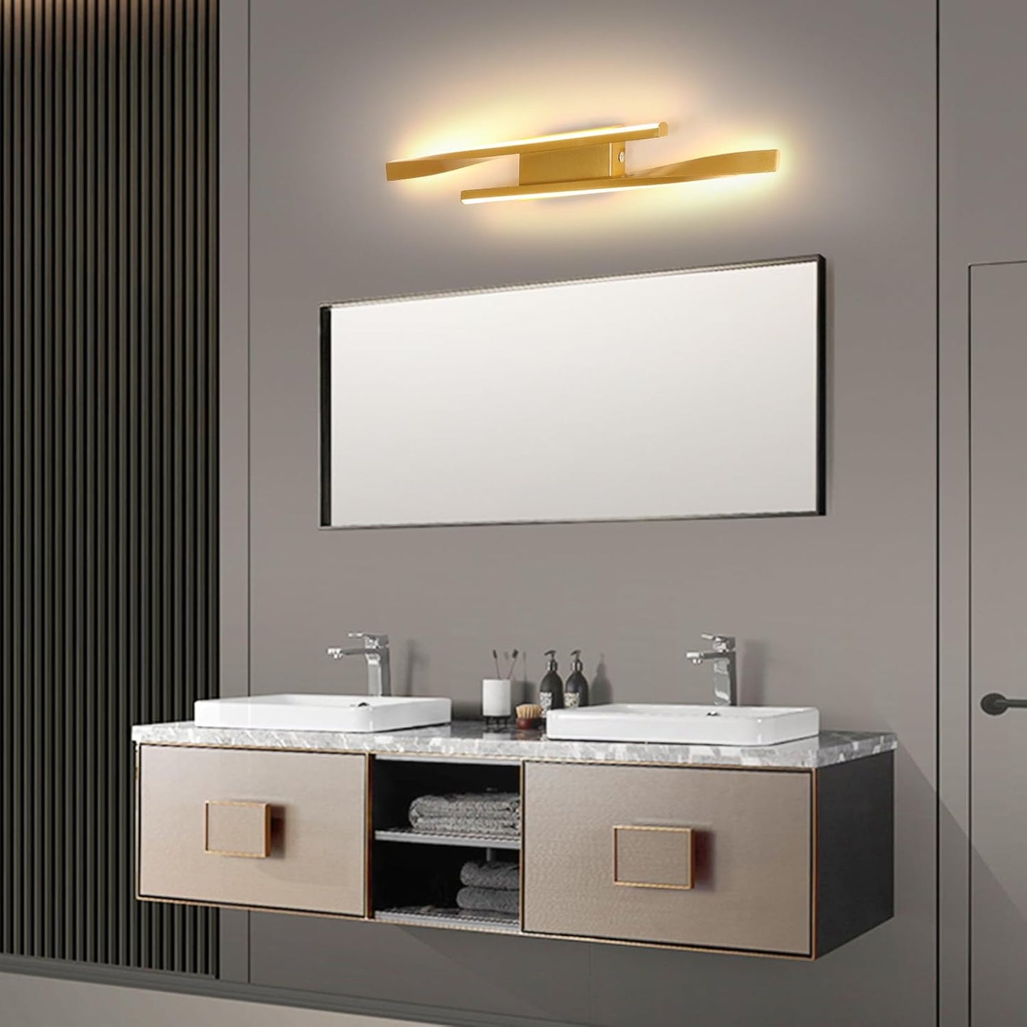 Applique Da Parete Interno, 16W 1800Lm Lampada Da Parete LED Moderno, Creativo Lampada a Muro Luce in Acrilico per Soggiorno, Camera Da Letto, Scala, Corridoi, Bianco Caldo 3000K, Oro