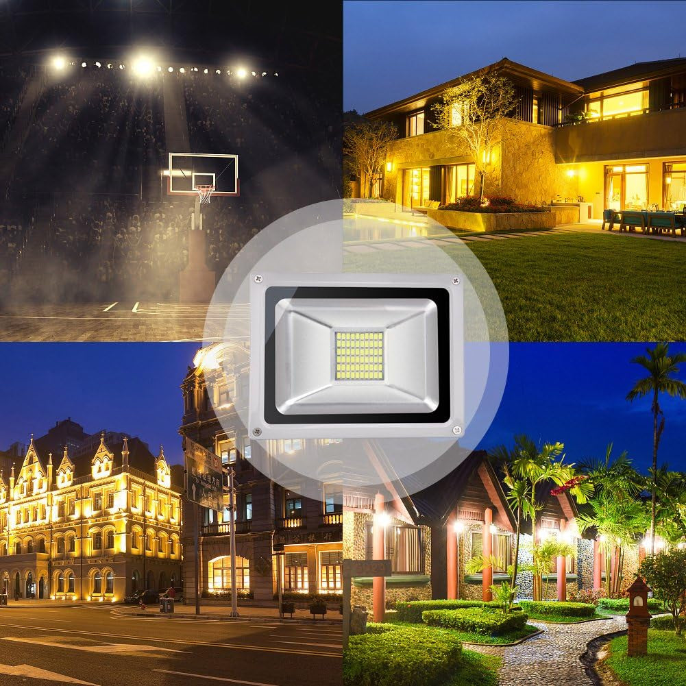 Faretto LED Da 12 V, 30 W, Super Luminoso, 2400 Lm, per Esterni, 6000 K, Bianco Freddo, IP65, Impermeabile, per Giardino, Cortile, Terrazza, Quadrato, Fabbrica