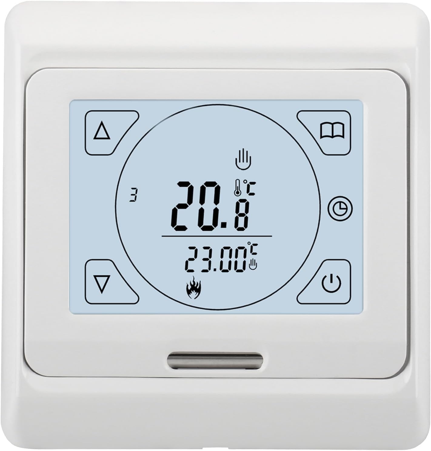 Termostato LCD Digitale Programmabile Wg809,Touchscreen Retroilluminato,3A AC230V per Gli Impianti Di Riscaldamento Ad Acqua, Bianco
