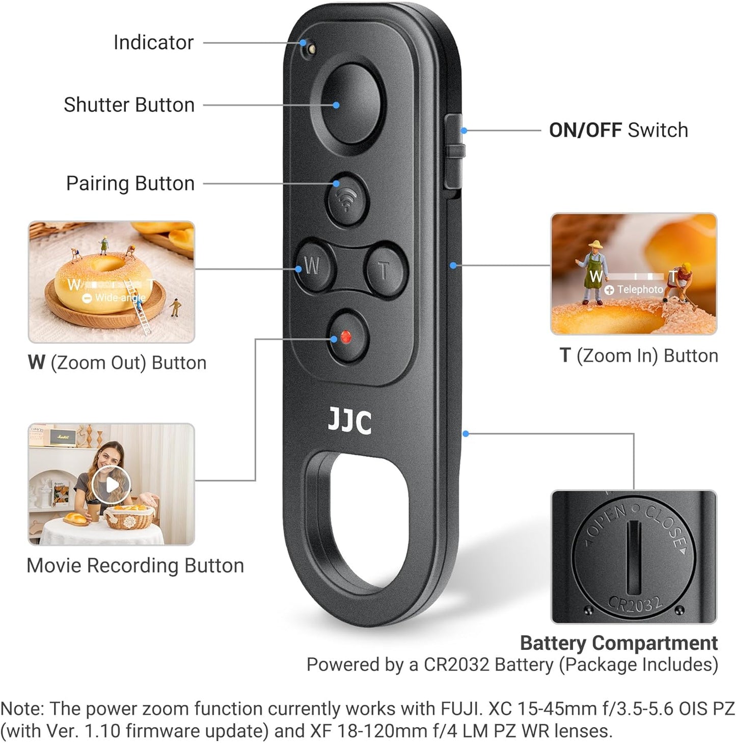 Telecomando Wireless Bluetooth per Fujifilm X100VI X-S20, X-H2S, X-H2, X-T5, X-T4, X-T3, X-T30 II, X-T30, X-S103 – Sostituisce per Treppiede FUJI TG-BT1