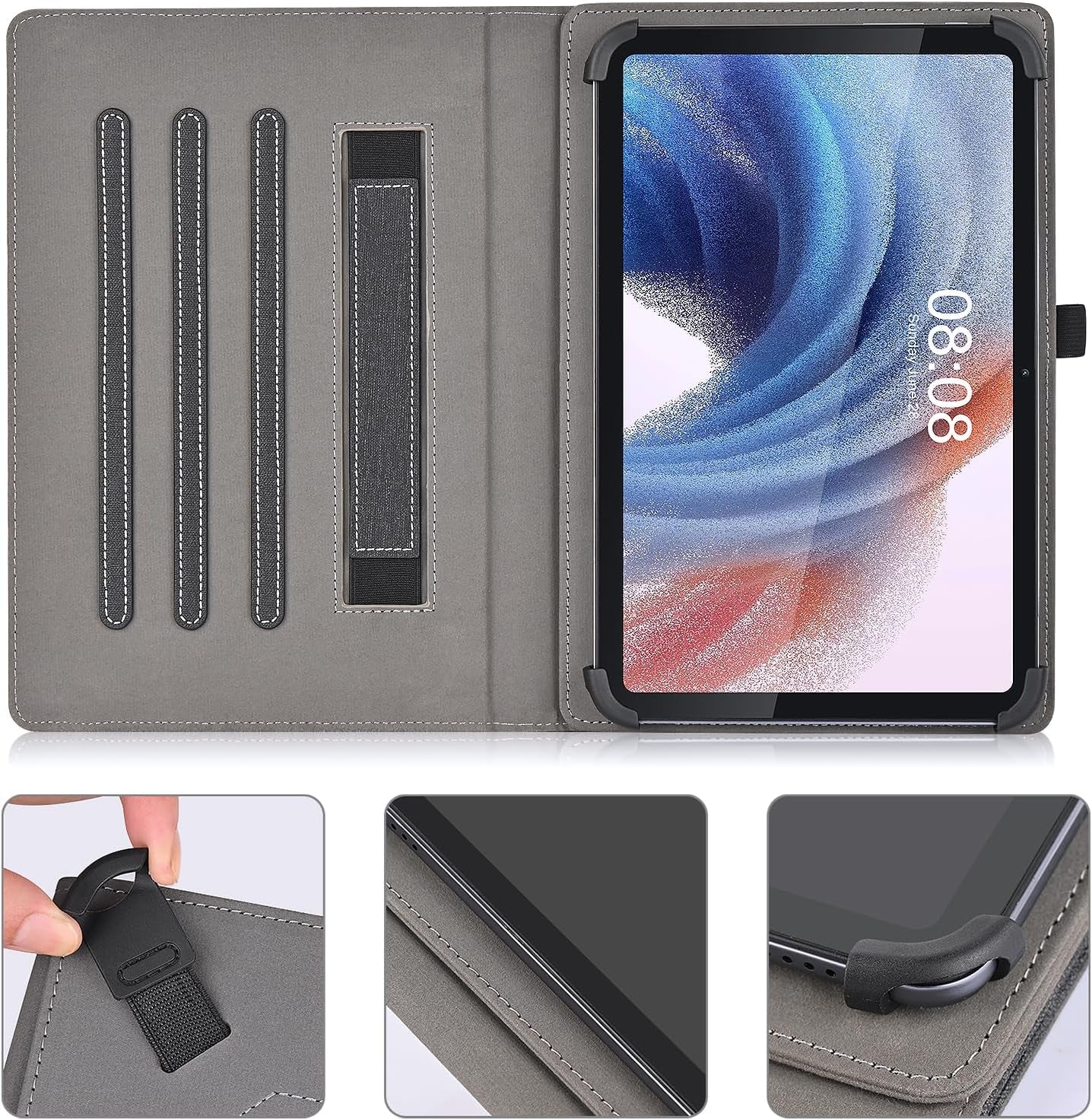Custodia Universale per Tablet 10-11 Pollici, Cover per Doogee U10/U9/Whitedeer/Brillar/Yicty/Facetel/Yestel Tablet 10", Honor Pad X8A Tablet 11", Cover in Pelle PU Multi Angolo Di Visione,Nero