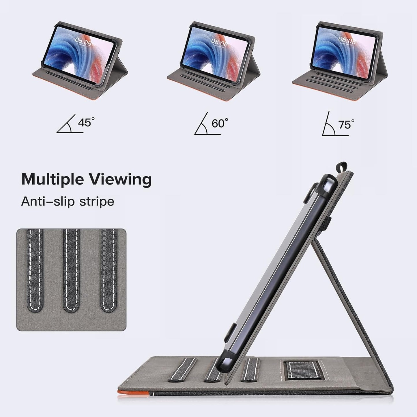 Custodia Universale per Tablet 10-11 Pollici, Cover per Doogee U10/U9/Whitedeer/Brillar/Yicty/Facetel/Yestel Tablet 10", Honor Pad X8A Tablet 11", Cover in Pelle PU Multi Angolo Di Visione,Nero
