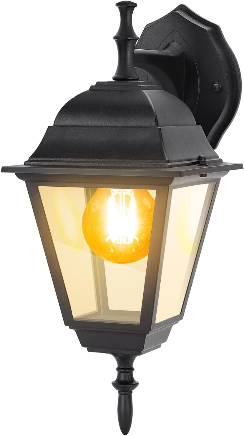 Applique Da Esterno E27 Lampade Da Esterni Impermeabile IP44 Appliques Da Esterni Con Paralume Trasparente per Balconi, Corridoi, Retro B (Lampadine Non Incluse)