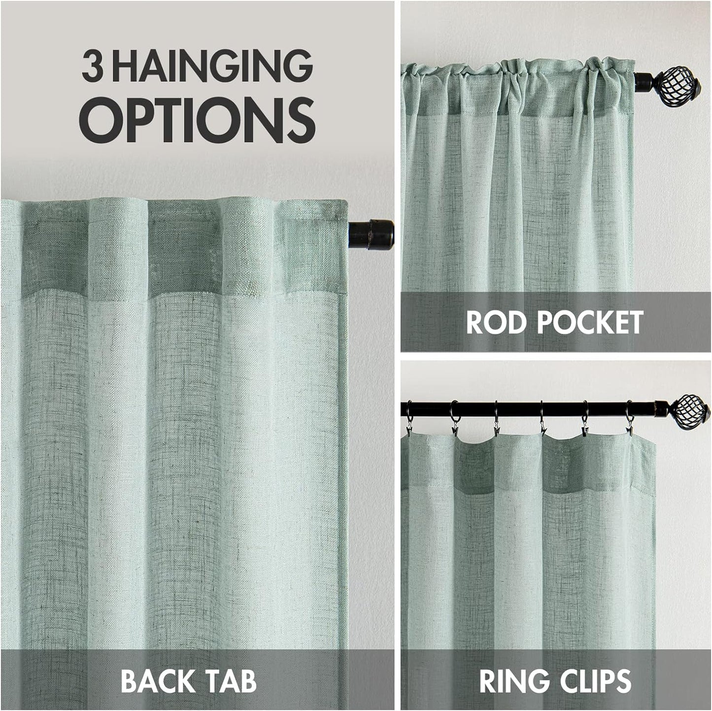 Lino Tende Finestre Tenda a Pannello Traslucido Tende Moderne a Vela Trasparente per Porte Balcone Adatte per Soggiorno Camera Da Letto 2 Pezzo Set Turchese 140X225 Cm