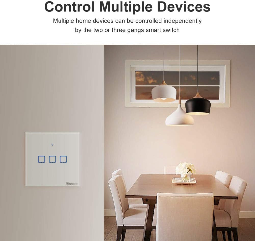 Interruttore Intelligente, Touch T0 3Gang Luce Controllo Wireless Wifi Da Muro, Interruttore a 1 Canali per Soluzioni Di Automazione Della Casa Intelligente, Funziona Con Alexa (EU Type,1-Way)