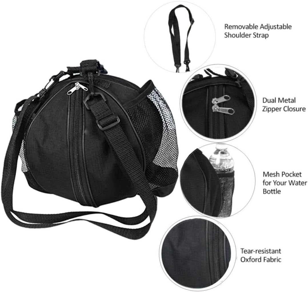 Borsa a Tracolla Porta Pallone Basket Palla Calcio Pallavolo, Sacchetto Sportivo Con Due Tasche Rete per Borraccia, Zaino Portapalloni Calcio Basket