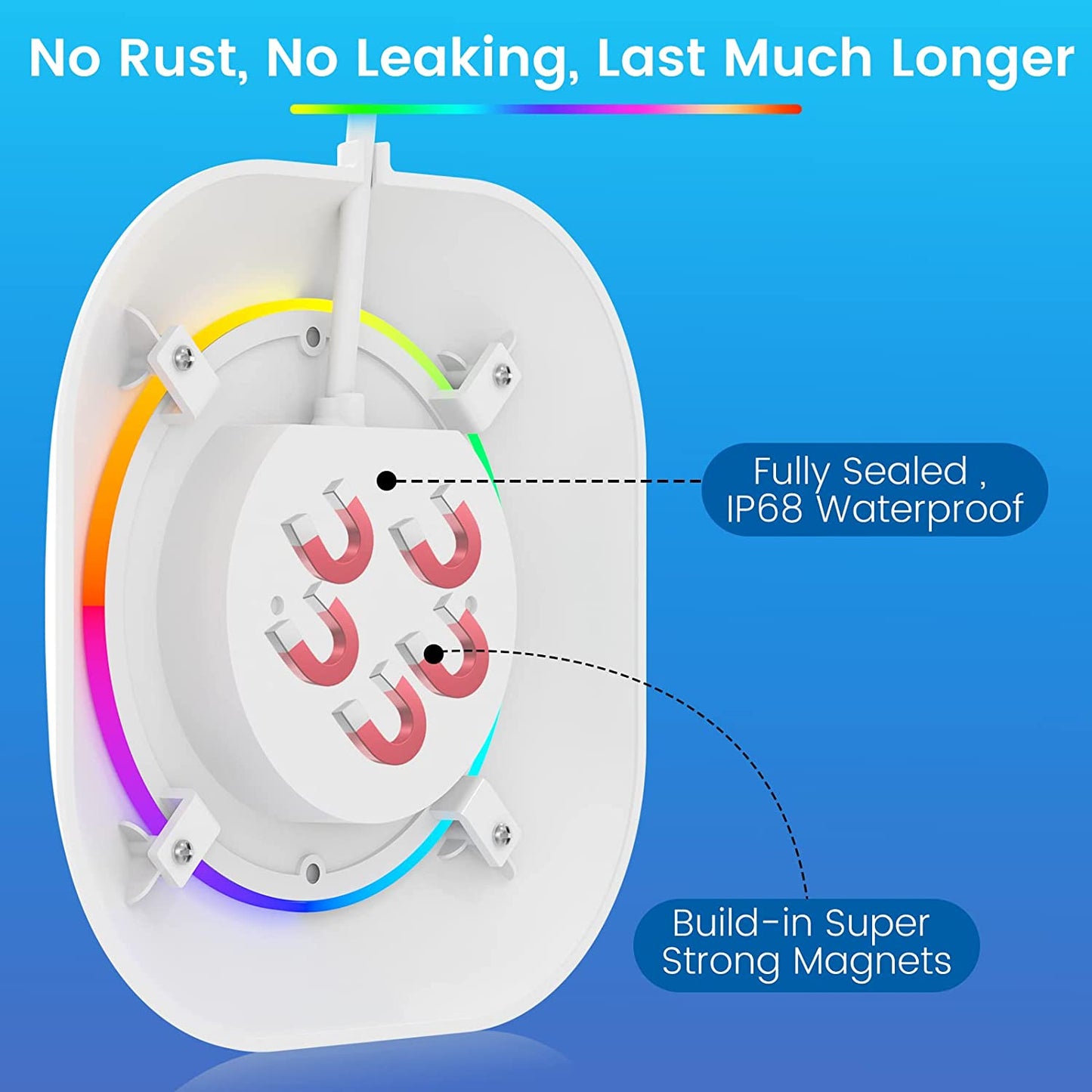 10 W - Illuminazione a LED Senza Fili, 12 V Luci per Piscina Sommergibile Con Controllo APP, Dimmerabile, IP68, Impermeabile, Lampada Magnetica Con 8 M Cavo per Piscina Fuori Terra