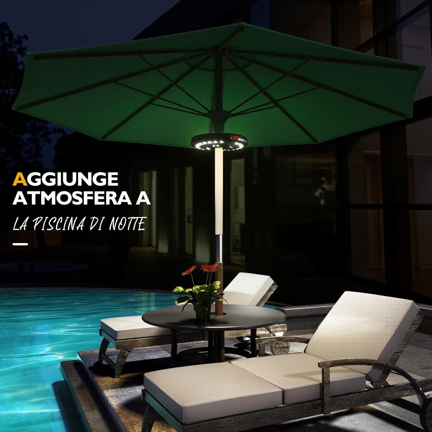 Luce per Ombrellone, Luci Ombrellone Esterno Lampada Da Giardino Con USB Ricaricabile 3 Modalità Di Illuminazione per Giardino Esterno Terrazzo Piscina