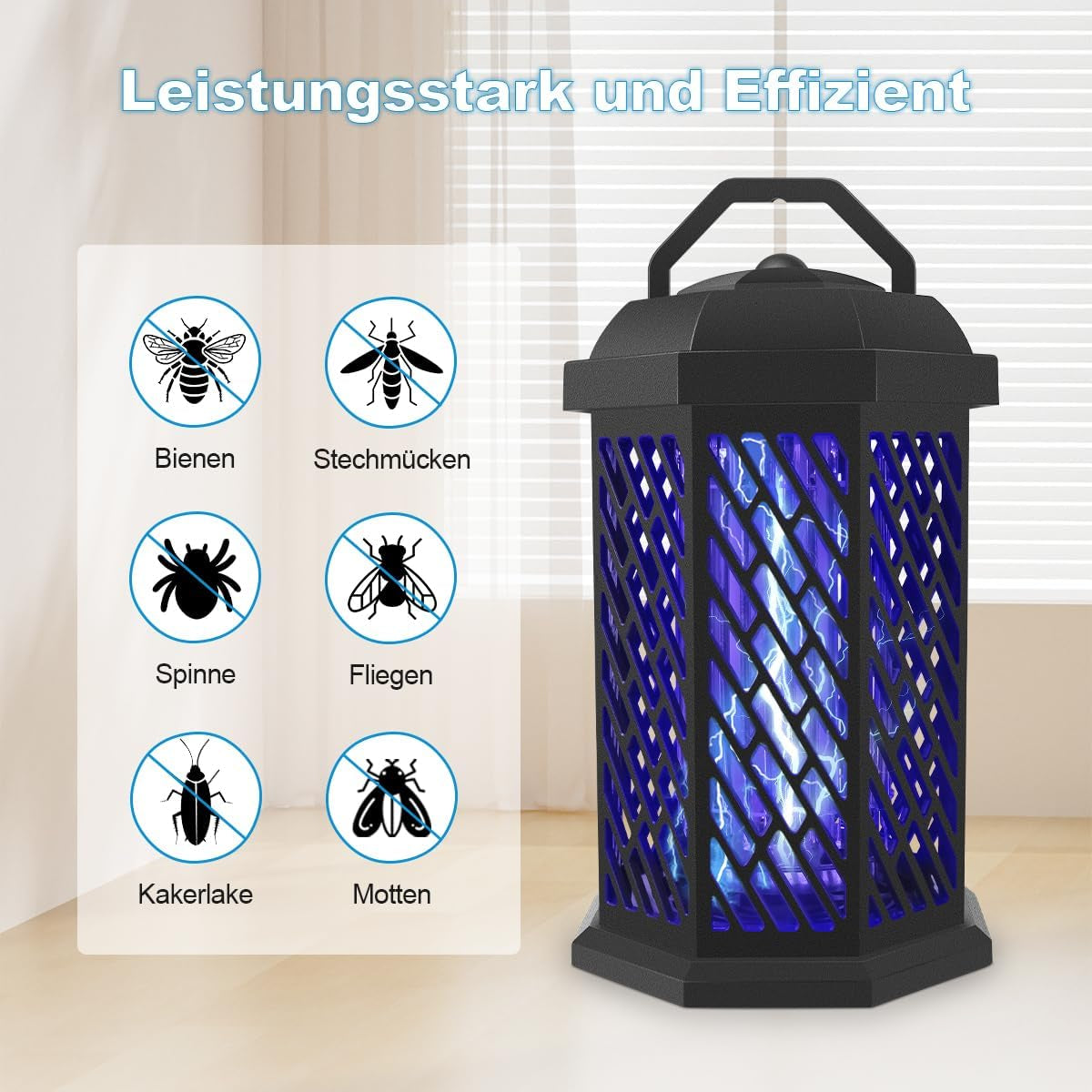 Insetticida Elettrico Forte, 4200 V, Efficace UV per Zanzare, Zanzare, Zanzare, Zanzare, Zanzare, Impermeabile, per Interni Ed Esterni