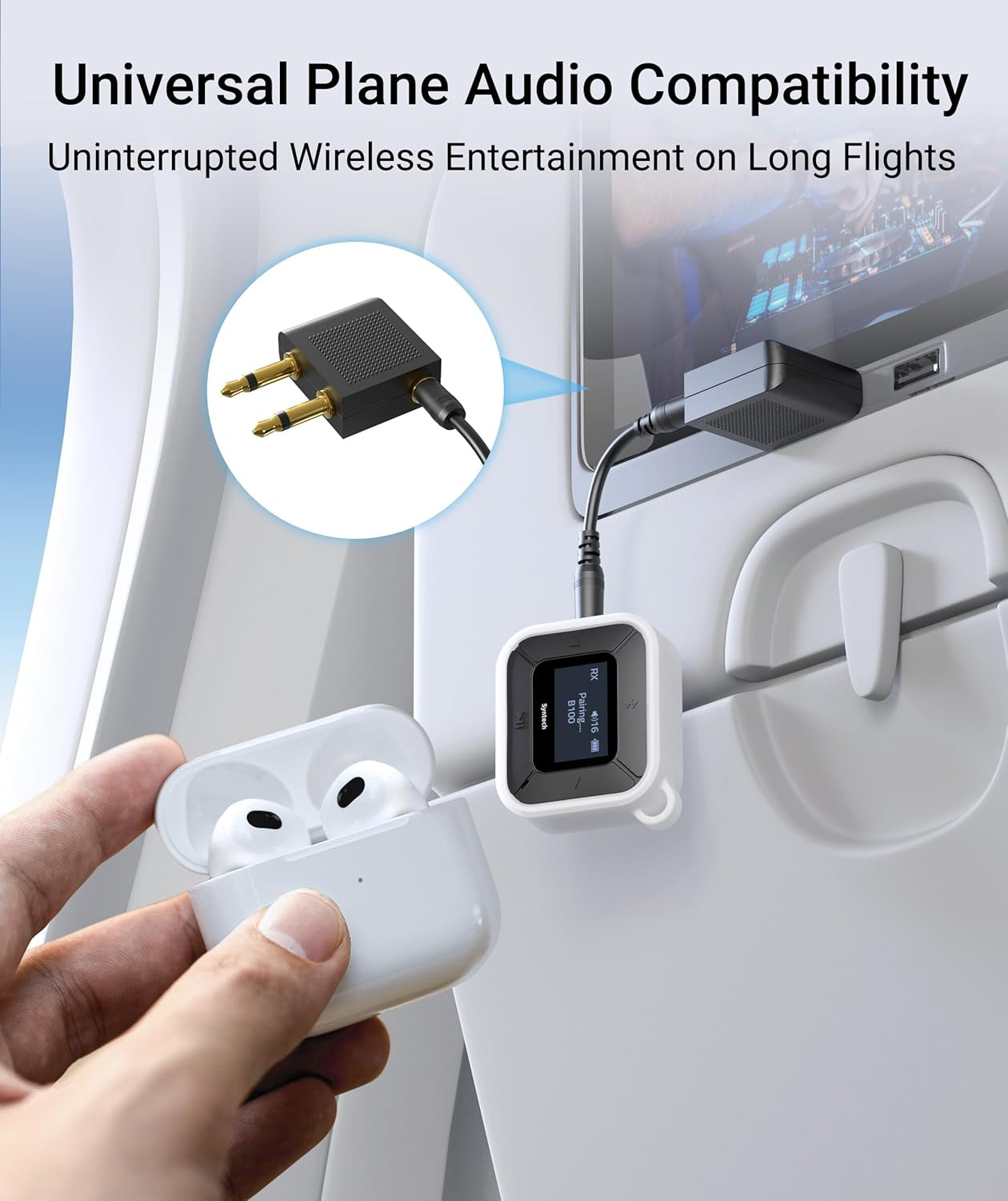 Aereo Bluetooth Trasmettitore Ricevitore Con Extra Dual 3.5Mm AUX Adattatore, LED Display a Bassa Latenza Dual Link Bluetooth 5.3 Auricolare Adattatore per Auto Airpods Cuffie Senza Fili