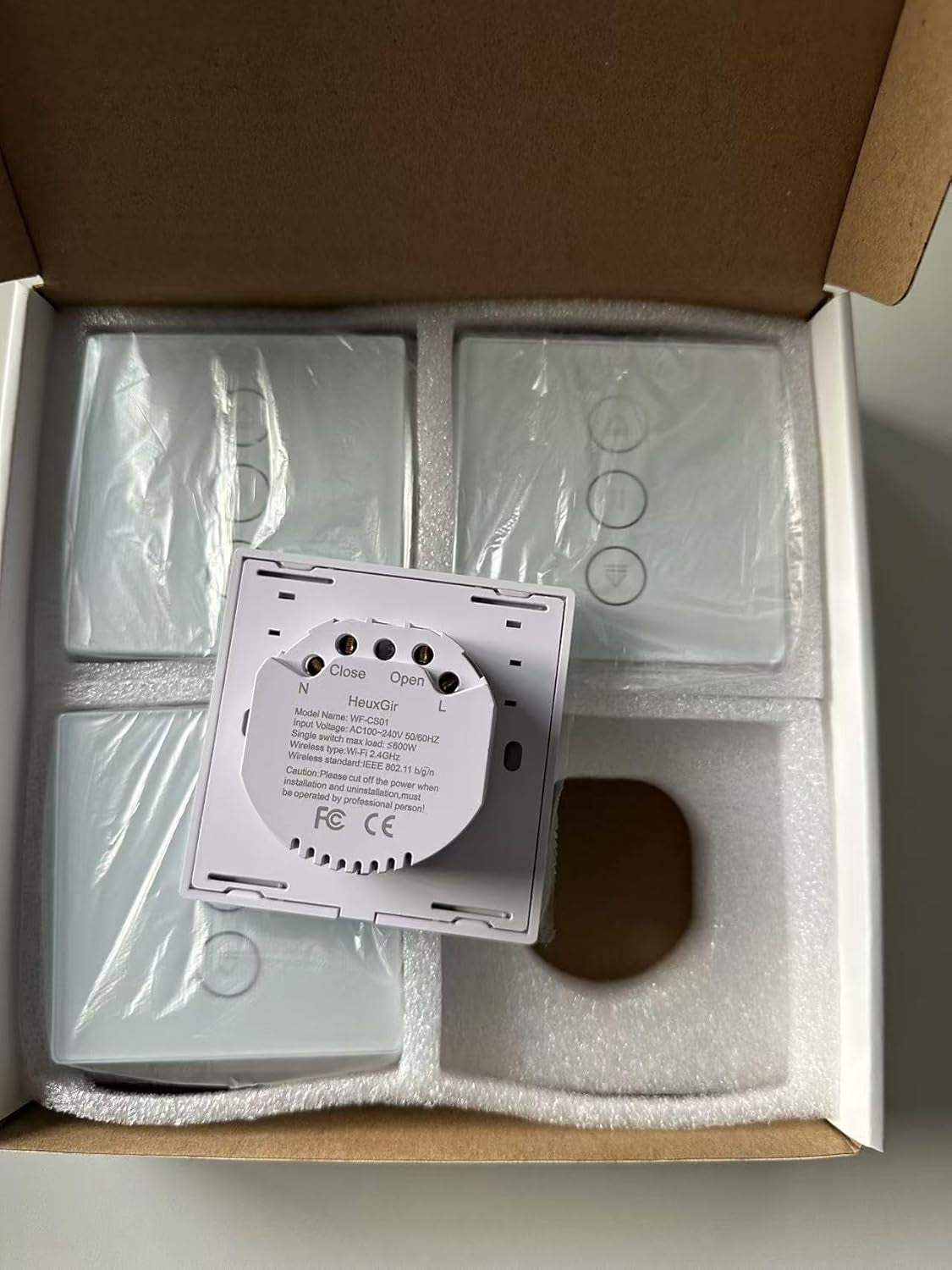 Interruttore per Tapparelle a Incasso, Compatibile Con Alexa Echo E Google Home, Pannello Touch, Interruttore per Tapparelle Wlan Smart Life, Cavo Zero Richiesto (1 Pezzo)