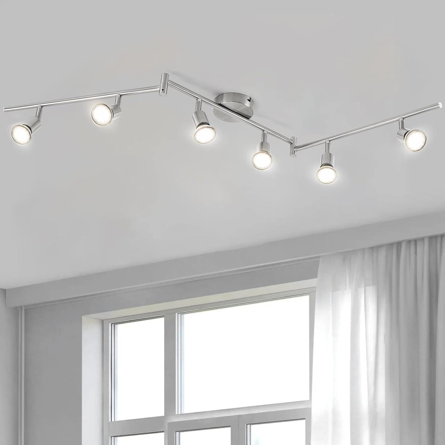 Faretti LED Da Soffitto Orientabili Con 6 Faretti, Lampadario Da Soffitto Luce Bianco 4000K, Con 6 Luci GU10 550LM 6W, Lampadario Moderno per Camera Letto Salotto Soggiorno Cucina Corridoio