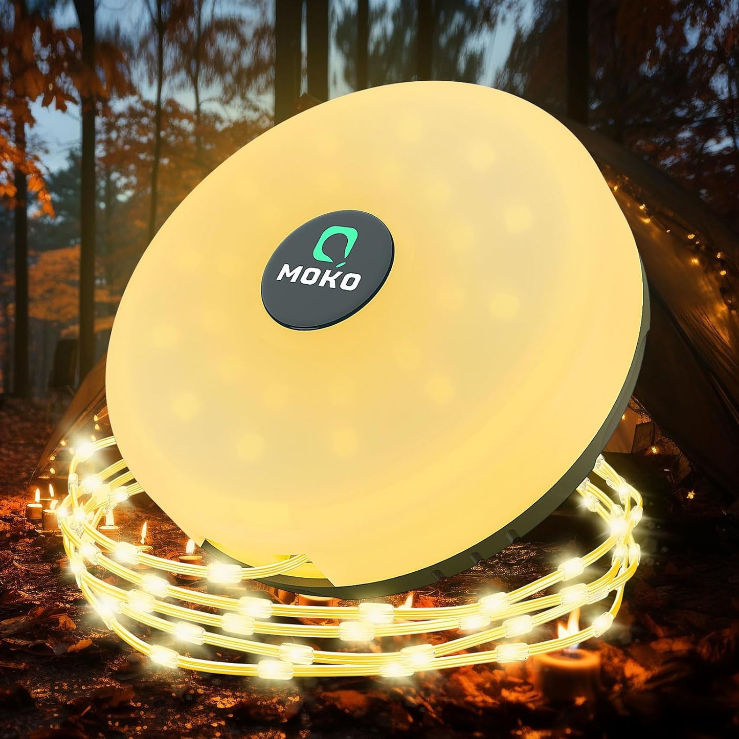 Luci Di Stringa Da Campeggio, Luci a Corda Da Esterno Ricaricabili Portatili 2 in 1 Con 8 Modalità Di Illuminazione, Luce Impermeabile E Durevole per Campeggio E Decorazione Natalizia,Giallo