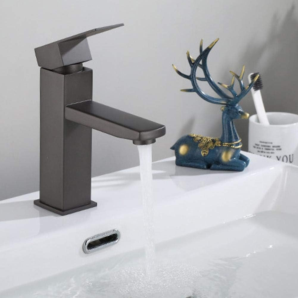 G1/2In Acciaio Inossidabile Satinato Rubinetto Grigio Rubinetto per Lavabo Corto Bagno Lavabo per Lavabo Lavabo Caldo E Freddo Lavabo(#2)
